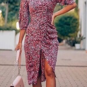 ZARA floral printed dress with ruchi